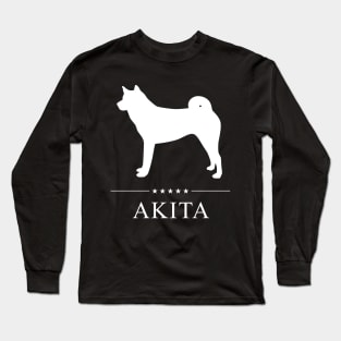 Akita Dog White Silhouette Long Sleeve T-Shirt